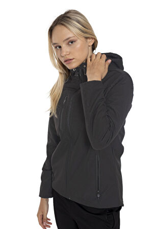 Crozwise Antrasit Kadın Su Geçirmez Softshell Outdoor Mont / Ceket - 5037-06