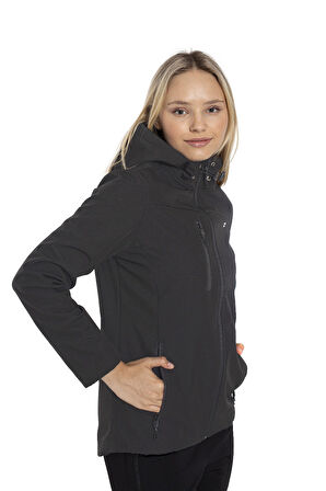 Crozwise Antrasit Kadın Su Geçirmez Softshell Outdoor Mont / Ceket - 5037-06
