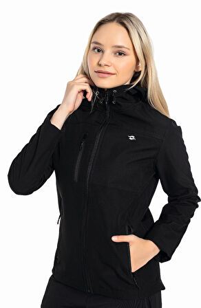 Crozwise Siyah Kadın Su Geçirmez Softshell Outdoor Mont / Ceket - 5037-10