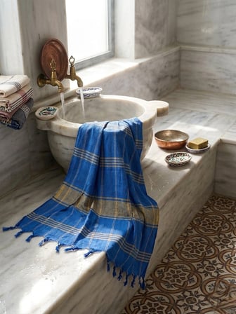 LUDIA %100 Pamuklu Çizgili Peştemal Havlu - Büyük Boy Plaj Ve Banyo Havlusu 79x190 cm