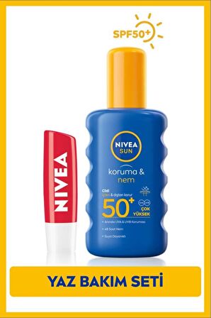 Nivea Sun Nemlendirici Yüksek Güneş Koruyucu Vücut Spreyi Spf50 200ml, Çilek Dudak Bakım Kremi