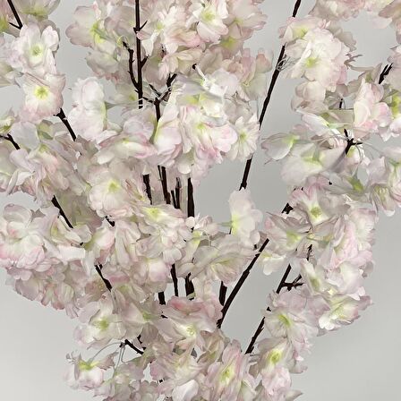 Yapay Ağaç Pudra Bahardalı Ağacı 80 cm Ağacı Japon Kiraz Çiçeği Siyah Saksılı 