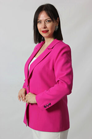 1905 Fuşya Kadın Büyük Beden Blazer Ceket