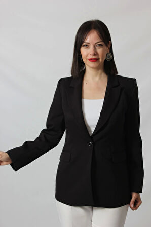 1905 Siyah Kadın Büyük Beden Blazer Ceket