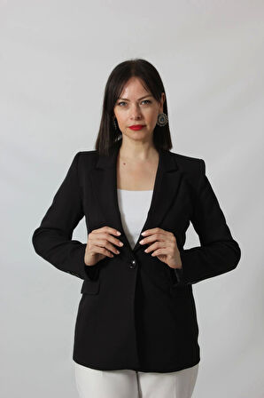 1905 Siyah Kadın Büyük Beden Blazer Ceket