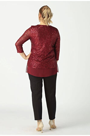 28034 Payet Büyük Beden Bluz Bordo