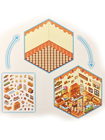 Pastane Fırın izometrik Sticker Yapım Seti 3d Etiket Yapışkanlı Çıkartma - Ayı (No:04)