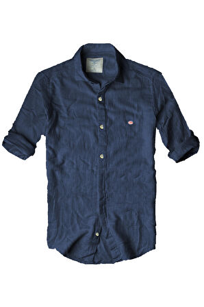 Slim Fit Saf Pamuk Denim Kumaş Kot Gömlek