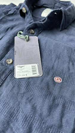 Slim Fit Saf Pamuk Denim Kumaş Kot Gömlek
