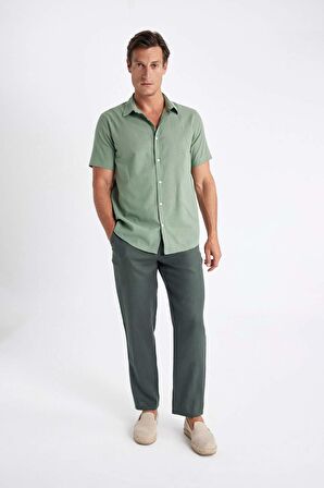 DeFacto %100 Keten Relax Fit Rahat Kesim Düz Paça Yazlık Pantolon C1117AX24SMKH498