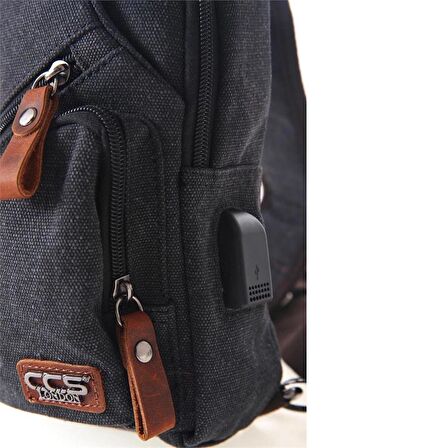 Ççs London 31470 Usb Aux Çıkışlı Kanvas Sırt Çantası Siyah