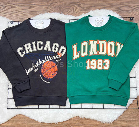 Oversize 2'li Sweatshirt London+Chıcago Baskılı (Füme CHİCAGO Yeşil LONDON) (jIg1fgFgKGqVN)