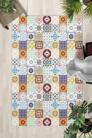 Kaymaz Taban Yıkanabilir Halı – Mutfak, Salon, Yatak Odası için Modern Dijital Baskı Halı (SLNHALI90
