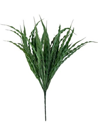 Yapay Çiçek Yeşil Kalın Kıvrımlı Saz Garnitür Aradal Dekoratif Yapay Bitki 45cm