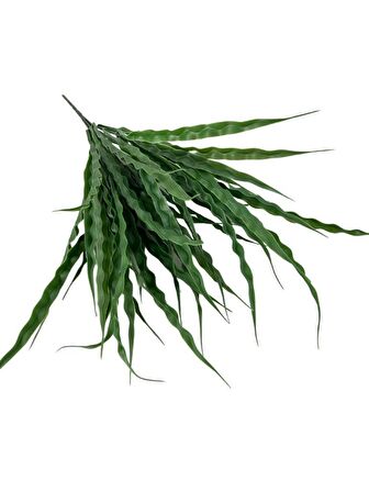 Yapay Çiçek Yeşil Kalın Kıvrımlı Saz Garnitür Aradal Dekoratif Yapay Bitki 45cm