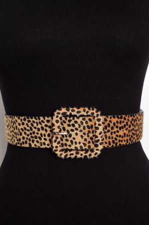 Camel Leopar Desenli Süet Kemer BE205