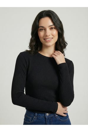 Kadın Ekru Yumuşak Dokulu Bisiklet Yaka Crop Kazak NJ10