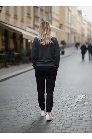 Kadın Füme 2 İplik Yüksek Bel Jogger Eşofman Altı NJ15