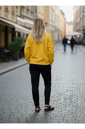 Kadın Siyah 2 İplik Oversİze Basic Bisiklet Yaka Sweatshirt NJ16