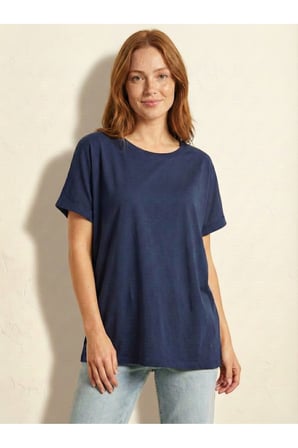 Kadın Bebe Mavi Salaş Sırt Açık Detaylı Oversize Tunik Tshirt Njram20