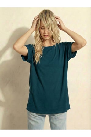 Kadın Bebe Mavi Salaş Sırt Açık Detaylı Oversize Tunik Tshirt Njram20