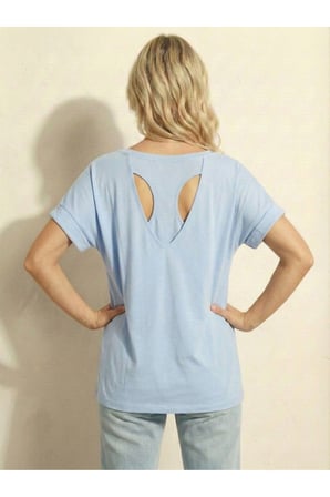 Kadın Bebe Mavi Salaş Sırt Açık Detaylı Oversize Tunik Tshirt Njram20