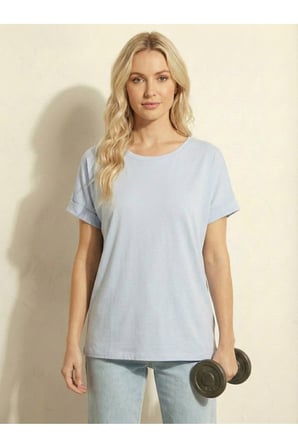 Kadın Bebe Mavi Salaş Sırt Açık Detaylı Oversize Tunik Tshirt Njram20
