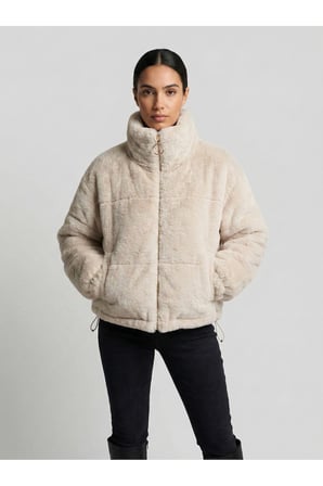Kadın Taş Fleto Cepli Kapitone Peluş Mont AYR225