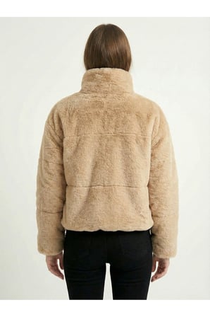 Kadın Camel Fleto Cepli Kapitone Peluş Mont AYR225