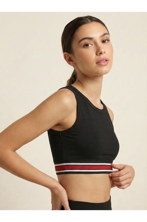 Kadın Beyaz Şerit Bantlı Crop Bluz NJ54