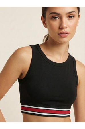 Kadın Beyaz Şerit Bantlı Crop Bluz NJ54