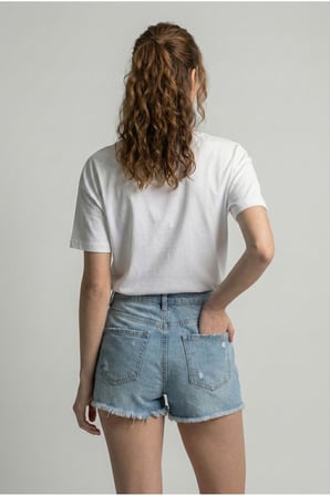 Kadın Beyaz V Yaka Basıc T-Shirt NJ77