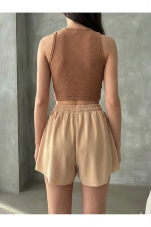 Kadın Bordo Bol Kesim Taytlı Spor Şort Etek NJ87