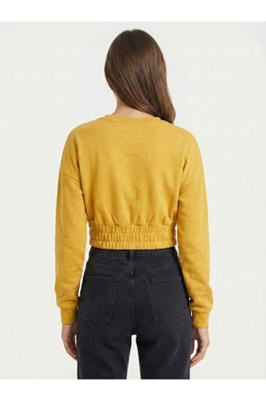 Kadın Lila Beli Lastikli Crop Sweatshirt NJ89