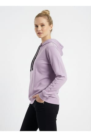 Kadın Mavi İki İplik Kapüşonlu Angel Sweatshirt NJ90