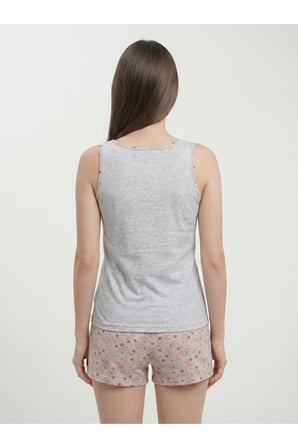 Kadın Gri-Pudra Askılı Pijama Takımı NJ92