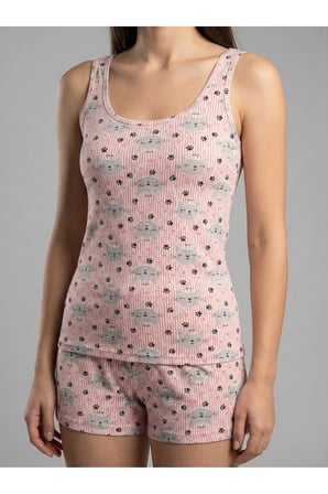 Kadın Pudra Askılı Pijama Takımı NJ92