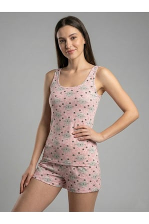 Kadın Vizon-Lacivert Askılı Pijama Takımı NJ92