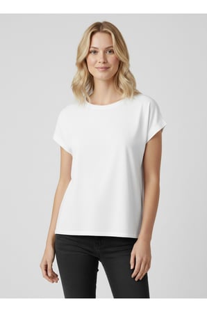 Kadın Vizon Bisiklet Yaka Düz Kısa Kollu T-Shirt NJ94