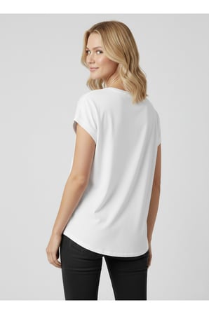 Kadın Vizon Bisiklet Yaka Düz Kısa Kollu T-Shirt NJ94