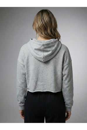Kadın Krem Yırtık Detaylı Crop Sweatshirt NJ96