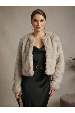 Kadın Taş Suni Kısa Kürk Mont New-005