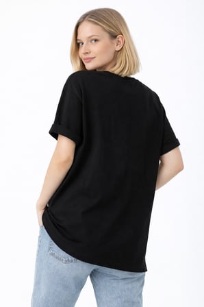 Kadın Beyaz Bisiklet Yaka Scooby-Doo Baskılı T-Shirt NJ101