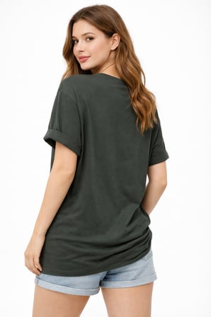 Kadın Gri Bisiklet Yaka Tom Ve Jerry Baskılı Oversize T-Shirt NJ104