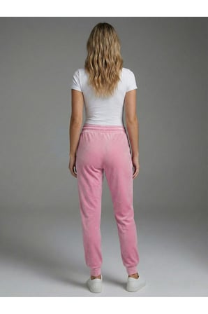 Kadın Siyah Beli Bağcıklı Kadife Jogger Eşofman Altı NJ109