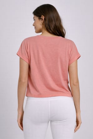 Kadın Sarı Bisiklet Yaka Kısa Basic T-Shirt NJ112