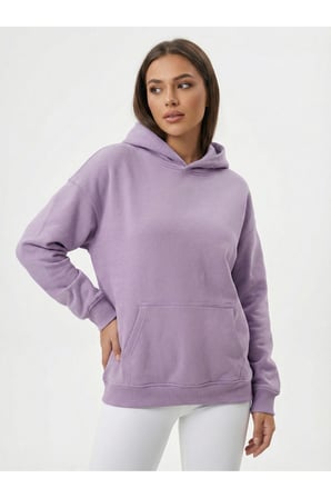 Kadın Koyu Yeşil 3 İplik Kapüşonlu Oversize Sweatshirt NJ118