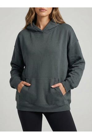 Kadın Koyu Yeşil 3 İplik Kapüşonlu Oversize Sweatshirt NJ118