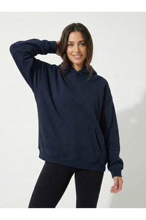 Kadın Koyu Yeşil 3 İplik Kapüşonlu Oversize Sweatshirt NJ118