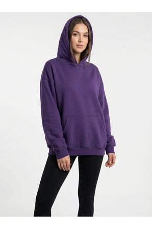 Kadın Koyu Yeşil 3 İplik Kapüşonlu Oversize Sweatshirt NJ118